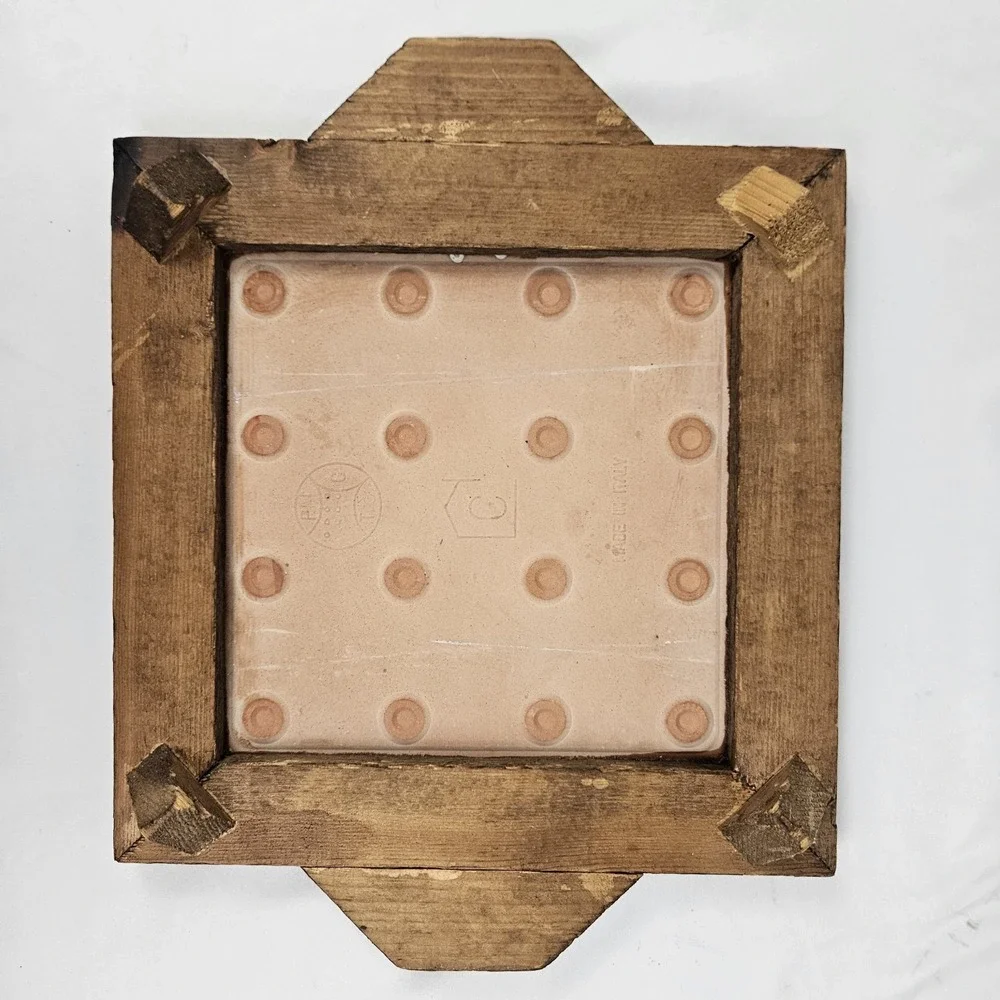 Wildflower Charcuterie Cheese Board Wood Italian Tile 1970s Vintage MCM Boho
